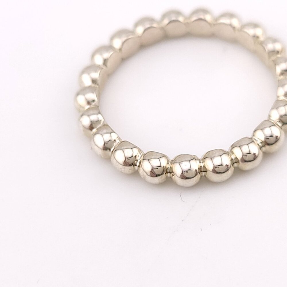 Tiffany & Co. Sterling Silver Ziegfeld Bead Beaded Hardwear Band Ring Size 6 - Picture 7 of 7